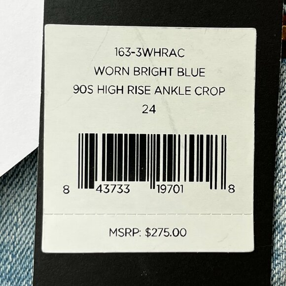 RE/DONE 90s HIGH RISE ANKLE CROP JEANS WOMEN’S sz 24 Button Fly Blue Stretch NWT - Picture 11 of 16